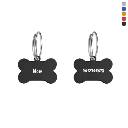 Médaille chien os en aluminium - 25 x 16 mm