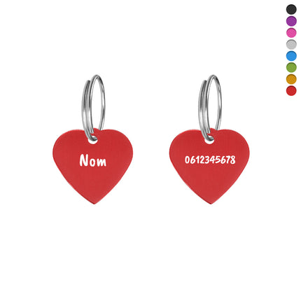 Médaille chien cœur en aluminium - 21 x 21 mm