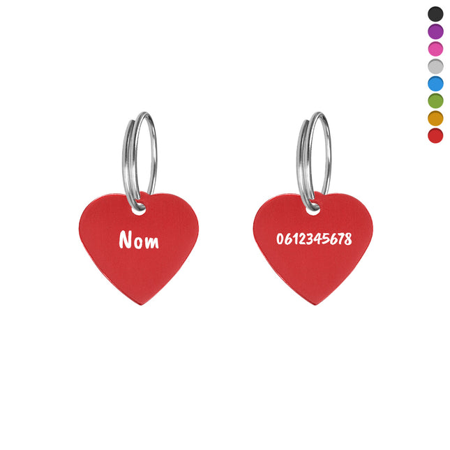 Médaille chien cœur en aluminium - 21 x 21 mm