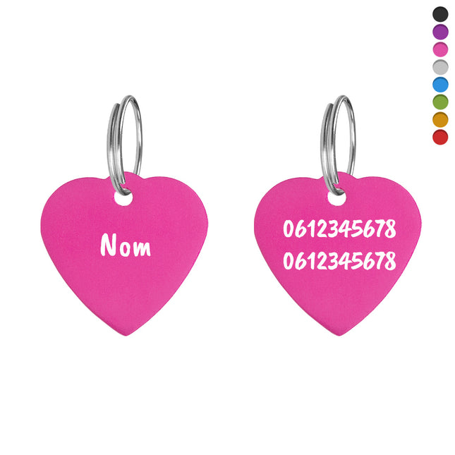 Médaille chien cœur en aluminium - 29 x 29 mm