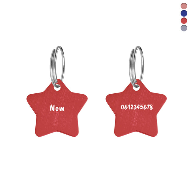 Médaille chien étoile en aluminium - 27 x 27 mm