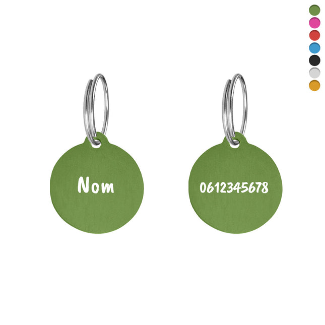 Médaille chien ronde avec bélière en aluminium - Ø25 mm