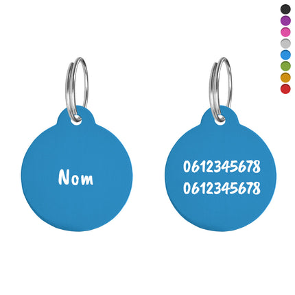 Médaille chien ronde avec bélière en aluminium - Ø30 mm