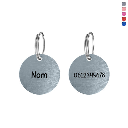 Médaille chien ronde en aluminium - Ø25 mm