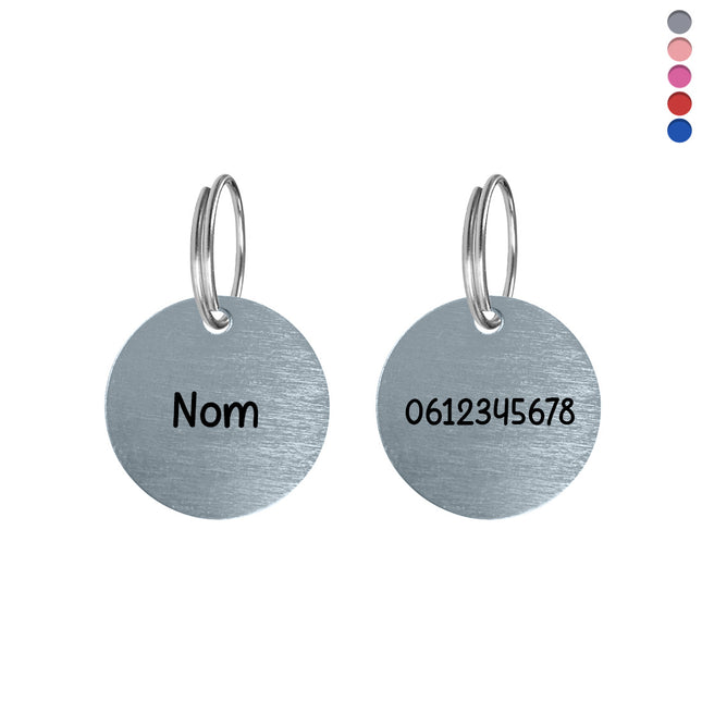 Médaille chien ronde en aluminium - Ø25 mm