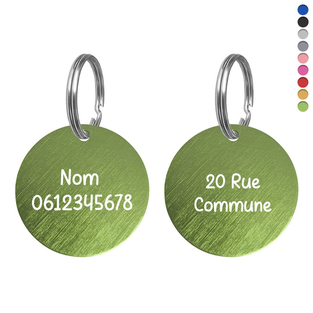 Médaille chien ronde en aluminium - Ø35 mm