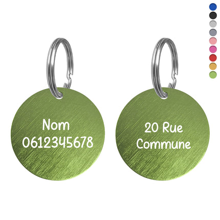 Médaille chien ronde en aluminium - Ø35 mm