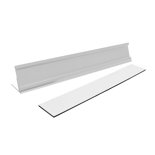 Porte-nom aluminium Dex argenté - 178 x 34 mm - par pièce