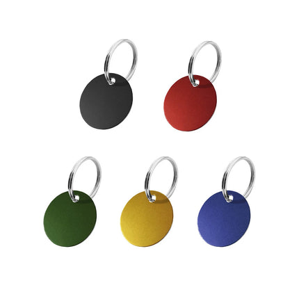 Médaille chien ronde en aluminium colorée - recto verso - Ø30 mm