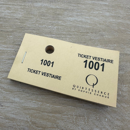 Carnet de tickets vestiaire avec propre texte et logo - 1000 tickets