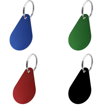 Porte-clés numéroté en aluminium anodisé goutte - 45 x 29 mm - par pièce