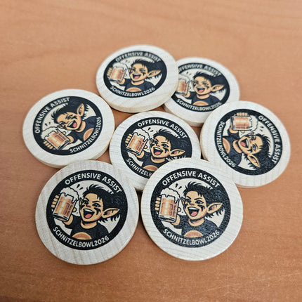 Jetons personnalisés en bois -  Ø37 mm - 100 pièces