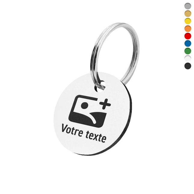 Porte-clés acrylique avec texte et logo rond - par pièce