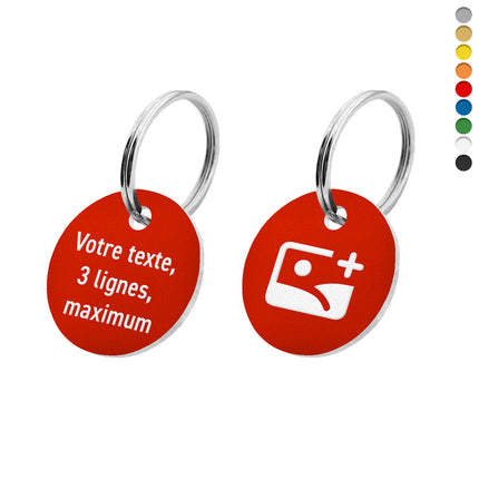 Porte-clés acrylique avec texte recto et logo verso rond - par pièce