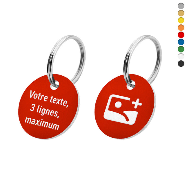 Porte-clés acrylique avec texte recto et logo verso rond - par pièce