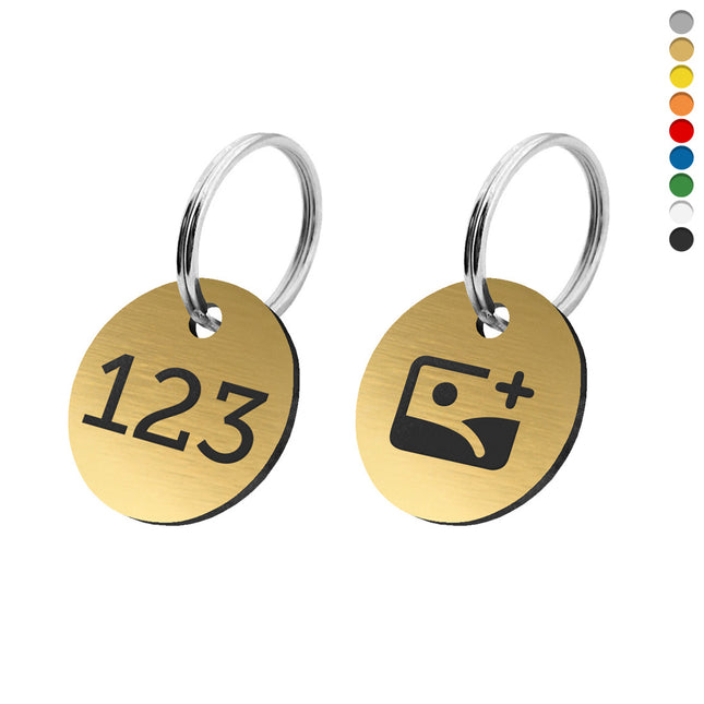 Porte-clés acrylique numéroté recto avec logo verso rond - par pièce