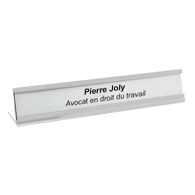 Porte-nom aluminium Dex argenté - 178 x 34 mm - par pièce