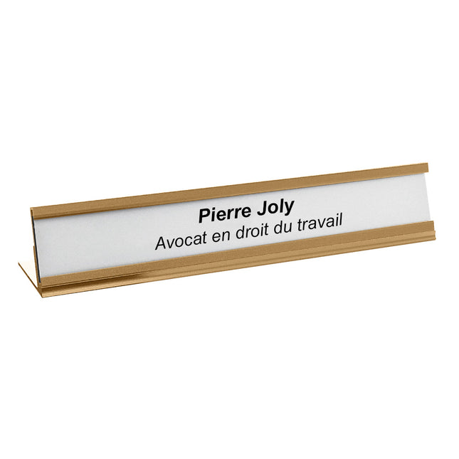 Porte-nom aluminium Dex doré - 178 x 34 mm - par pièce