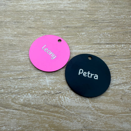 Porte-clés avec nom en aluminium anodisé rond - Ø35 mm - par pièce