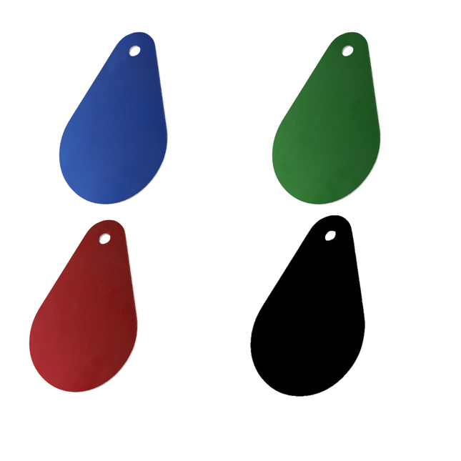 Jeton numéroté en aluminium anodisé goutte - 45 x 29 mm - par pièce