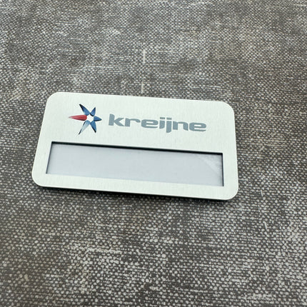 Badge nominatif personnalisé Business aluminium - 72 x 38 mm - par pièce