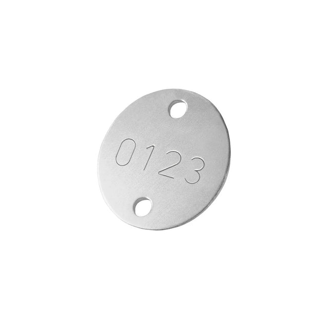 Jeton numéroté poinçonné en aluminium anodisé - avec trous - 30 mm - par pièce