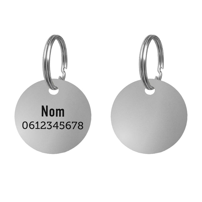 Médaille chien ronde en acier inoxydable - Ø30 mm