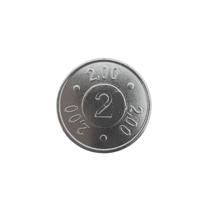 Jeton de buvette en acier nickelé 2 et 2,00 Ø26 x 2mm - 100 pièces