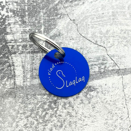 Porte-clés avec logo en aluminium anodisé rond - par pièce