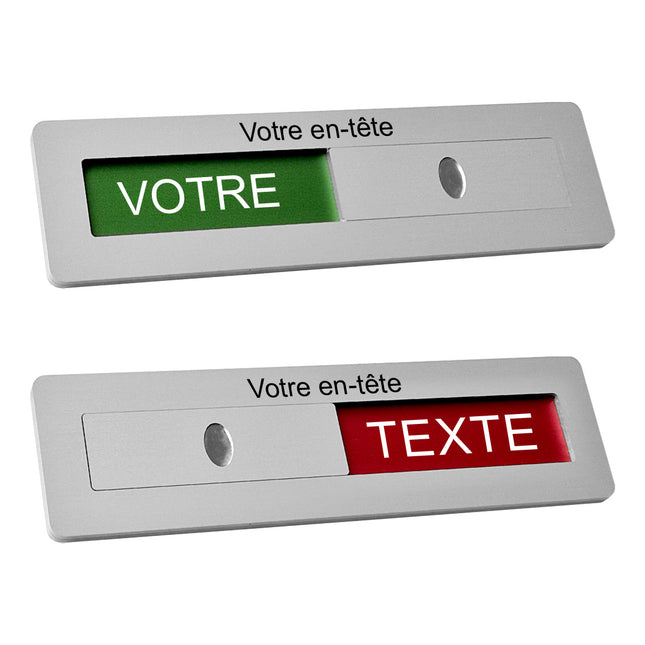 Plaque de porte coulissante avec propre texte - 125 x 35 mm