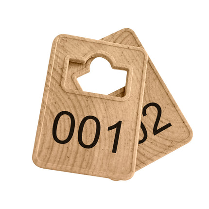 Jeton vestiaire numéroté Tiffany en fibre de bois 50 x 36 mm - 100 pièces