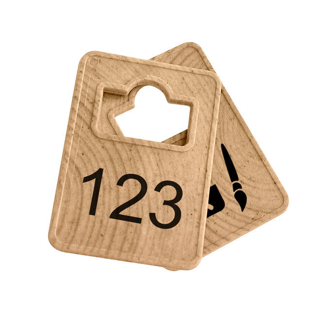 Jeton vestiaire numéroté en fibre de bois Tiffany 50 x 36 mm personnalisé - par pièce