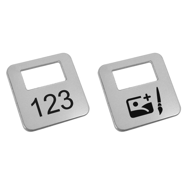 Jeton vestiaire numéroté Brittany en aluminium argenté 35 x 35 mm personnalisé - par pièce