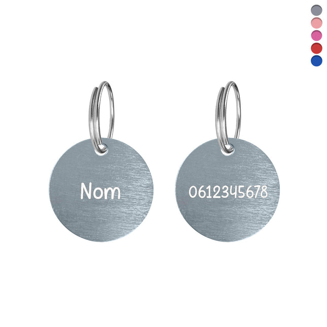 Médaille chien ronde en aluminium - Ø25 mm