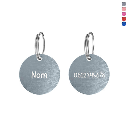 Médaille chien ronde en aluminium - Ø25 mm