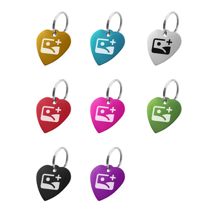 Porte-clés avec texte en aluminium anodisé cœur - 29 x 29 mm - par pièce