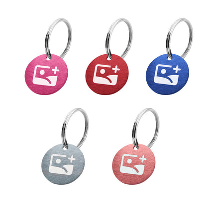 Porte-clés avec texte en aluminium anodisé rond - Ø25 mm - par pièce