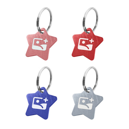 Porte-clés avec initiales en aluminium anodisé étoile - 27 x 27 mm - par pièce