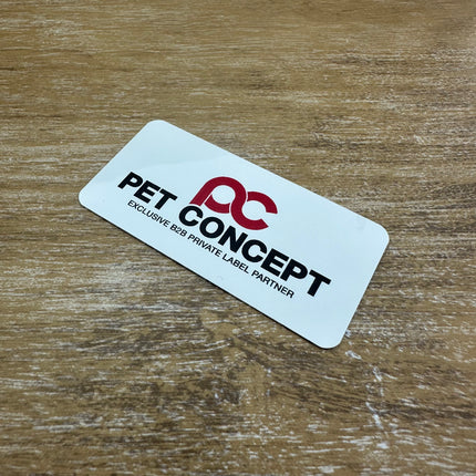 Badge nominatif personnalisé aluminium blanc Symphonie - 70 x 35 mm - par pièce
