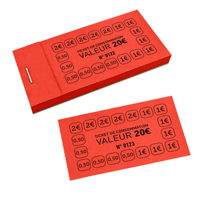 Carnet de tickets de consommation 20 € - 50 tickets