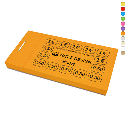 Carnet de tickets de consommation à personnaliser 10 € - 1000 tickets