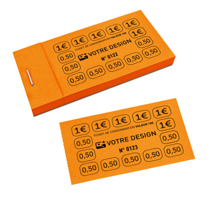 Carnet de tickets de consommation à personnaliser 10 € - 1000 tickets