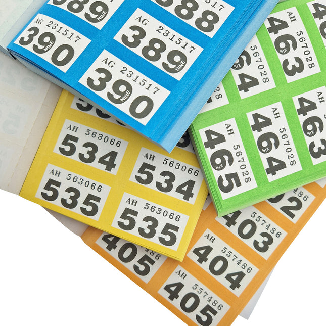 Carnet avec tickets de tombola et tickets de vestiaire avec 1000 numéros doubles