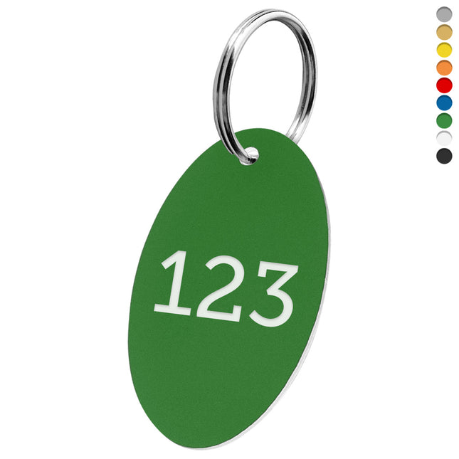 Porte-clés acrylique numéroté ovale - par pièce