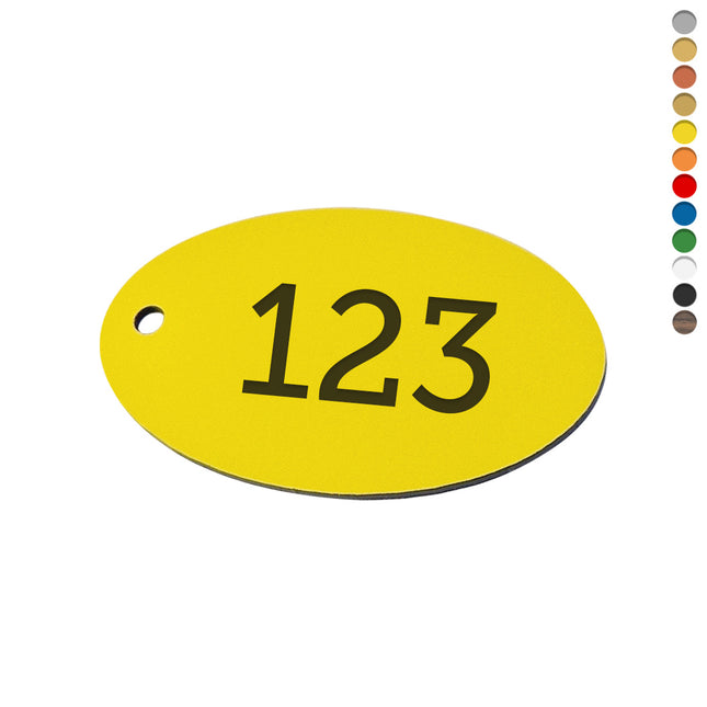 Jeton numéroté ovale acrylique - avec trou - par pièce