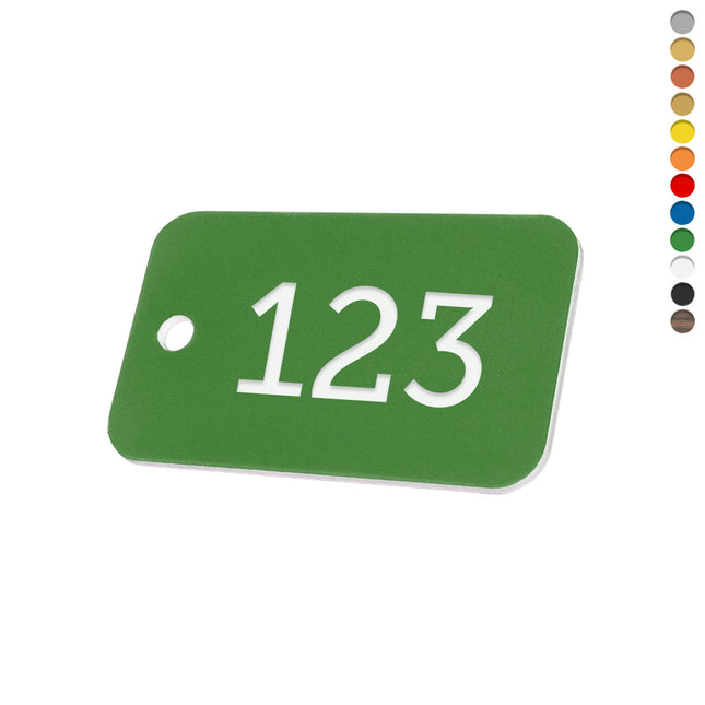 Jeton numéroté rectangle acrylique - avec trou - par pièce