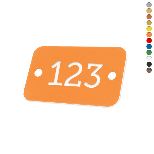 Jeton numéroté rectangle acrylique - avec trous - par pièce