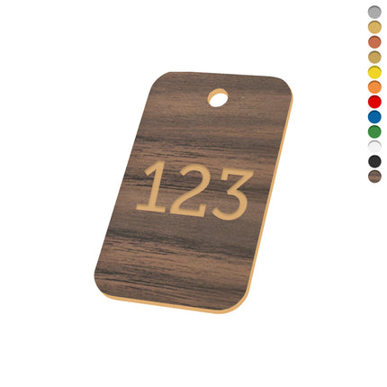 Jeton numéroté rectangle acrylique - avec trou - par pièce