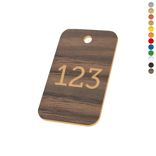 Jeton numéroté rectangle acrylique - avec trou - par pièce