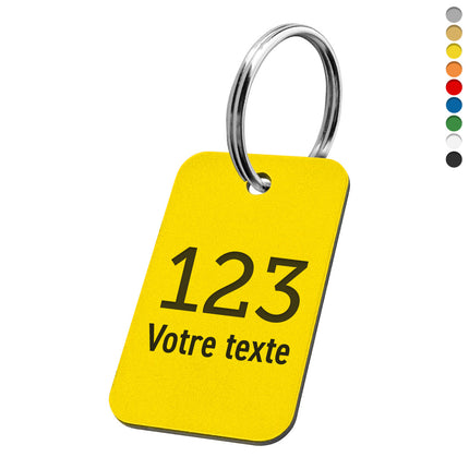 Porte-clés acrylique numéroté avec texte rectangle - par pièce